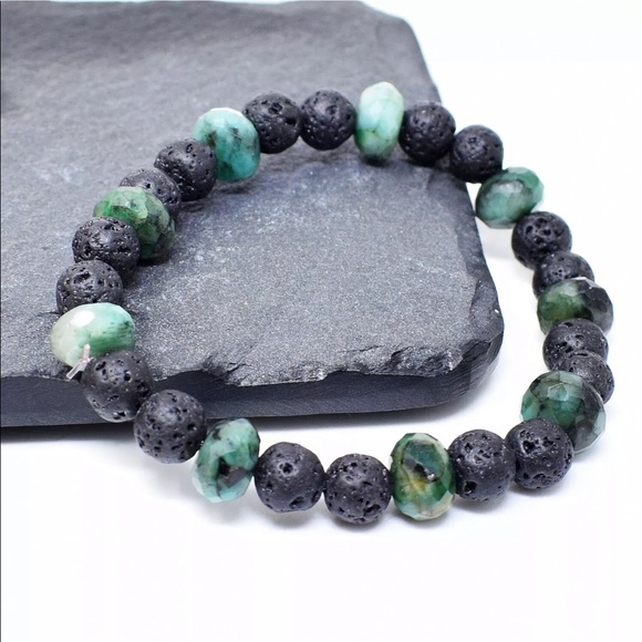 Jewelry - One of a kind Emerald and Lava Stine bracelet